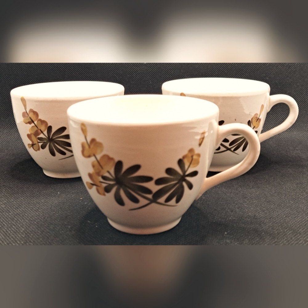 Vintage Stangl Golden Blossom 3 Tea / Coffee Cups